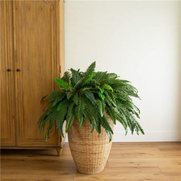 Set of 2 Large Hanging Fake Boston Ferns 48in Lush Greenery Home Decor - Picture 2 of 7